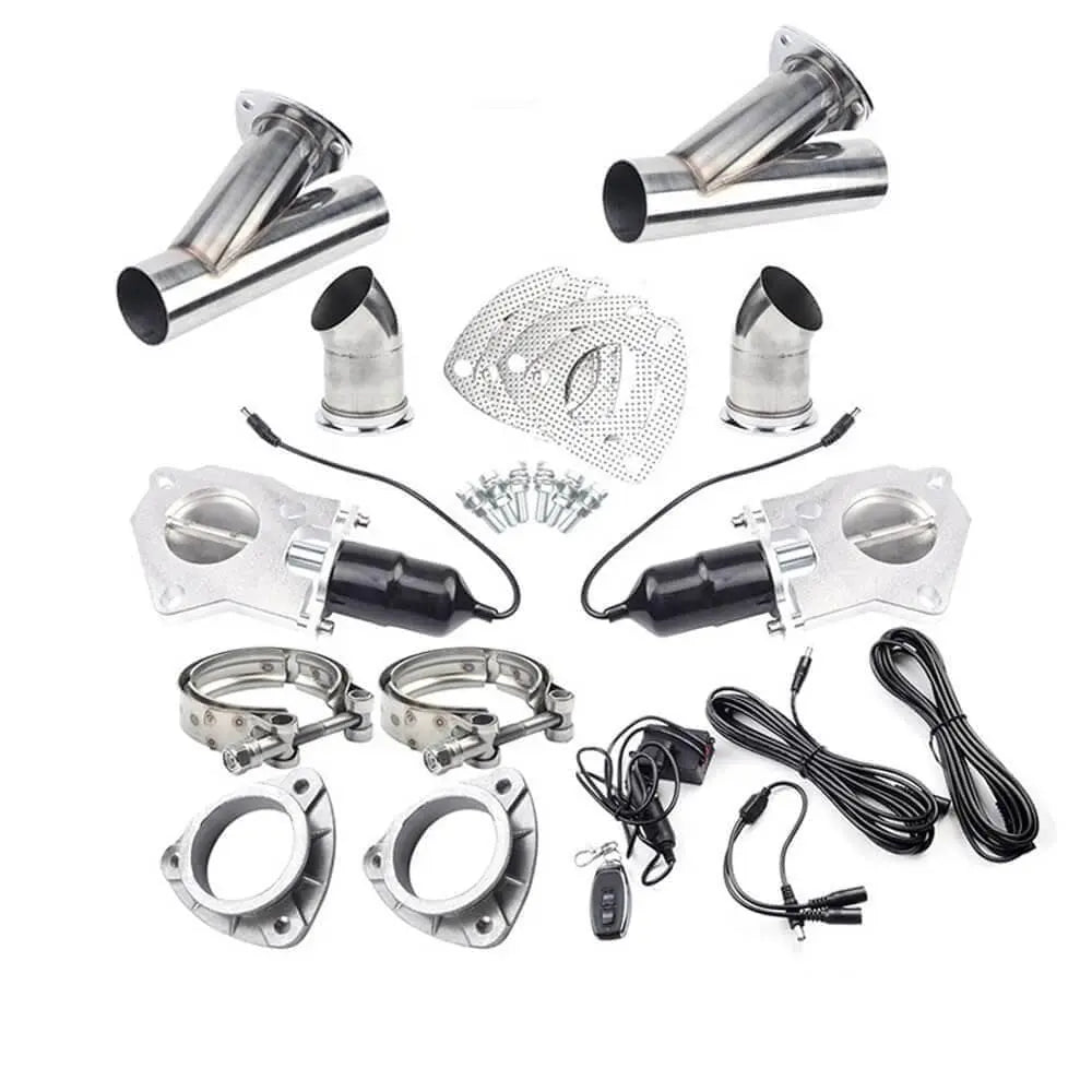 3 Inch Dual Electric Exhaust Cutout KitRemote Exhaust CutoutMotor