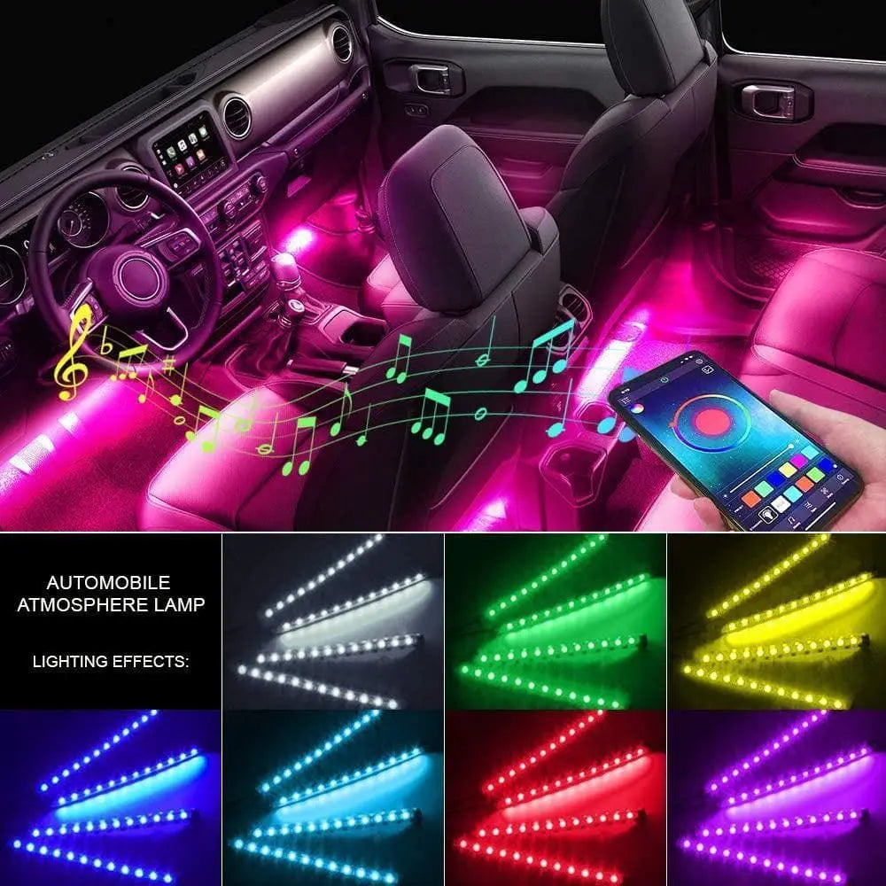 SPELAB Car LED Strip Lights, 4pcs 48 LED Interior Lights, MultiColor M