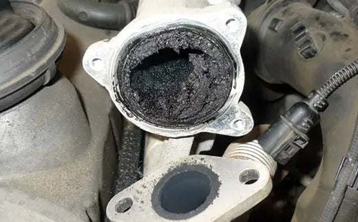Close-up of engine carbon deposit