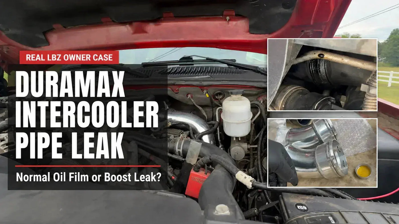 Duramax intercooler pipe oil leak diagnosis with O-ring and factory connection inspection