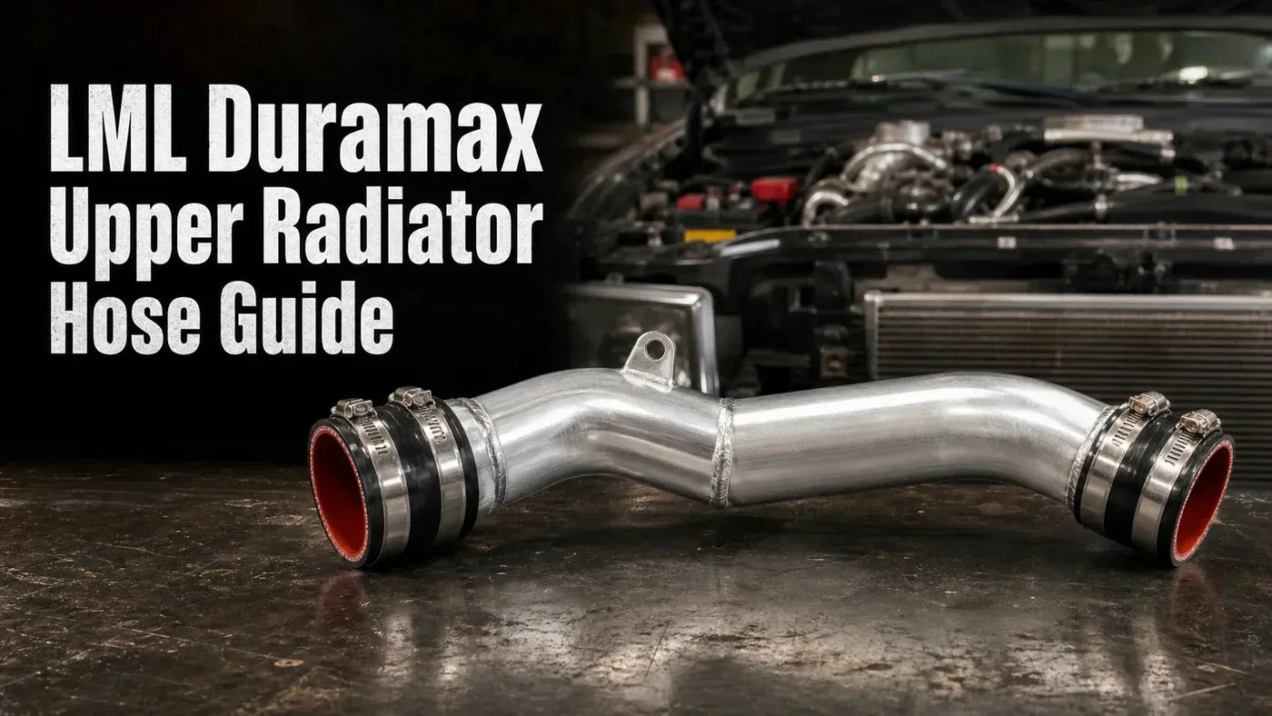 LML Duramax upper radiator hose guide with aluminum upper coolant pipe