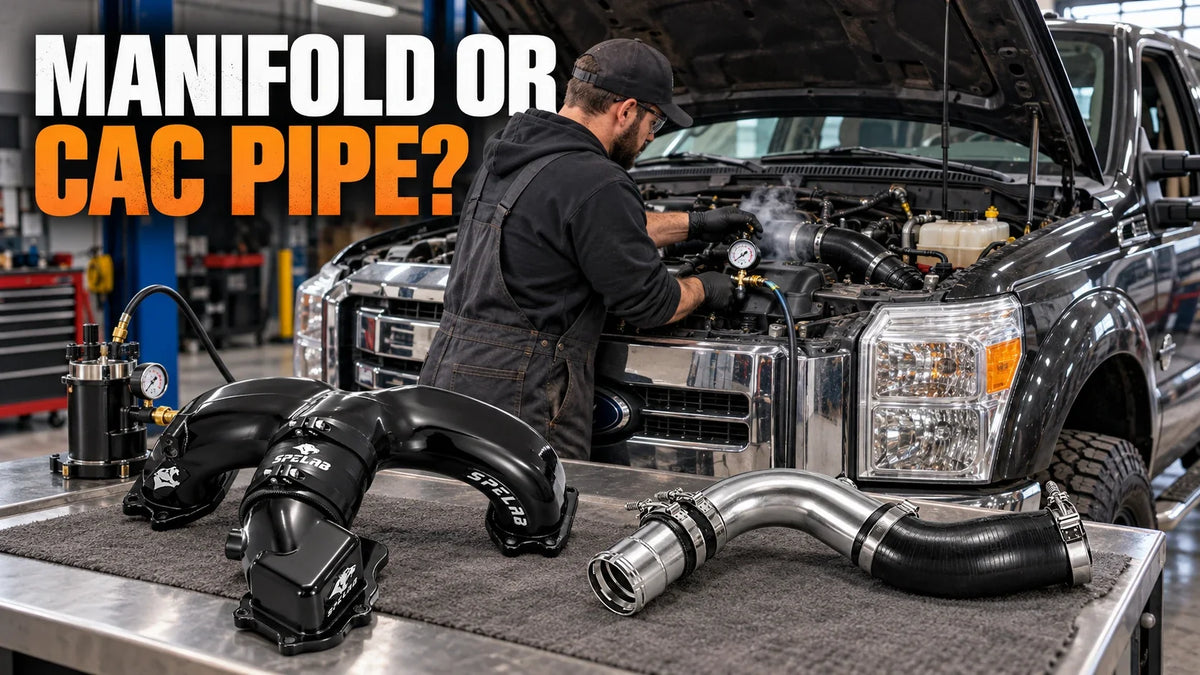 6.7 Power Stroke intake manifold versus cold-side CAC pipe diagnosis in a diesel repair shop