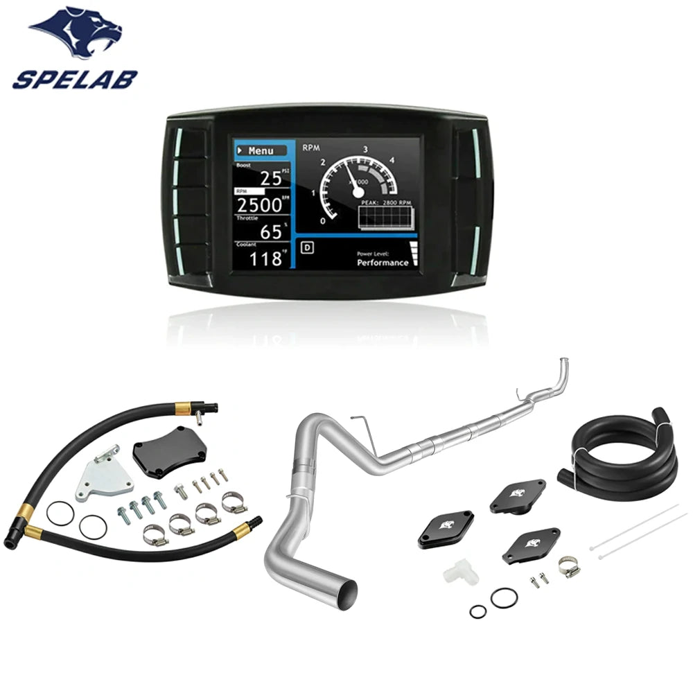 Black EGR & 4 Inch Downpipe Back Exhaust Bundle with Tuner for LML Duramax 2011-2015