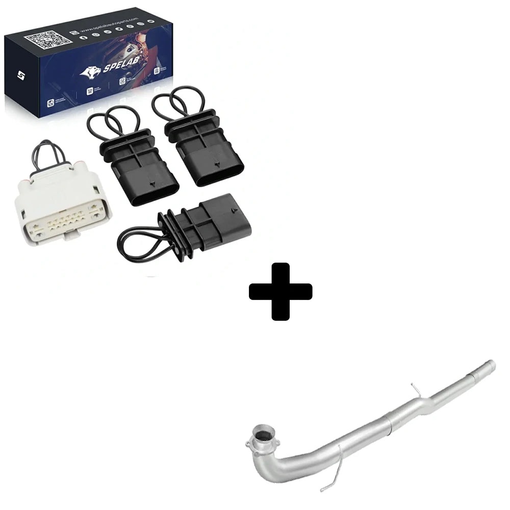 White connector CAN BUS plug kit with EGR delete kit and downpipe