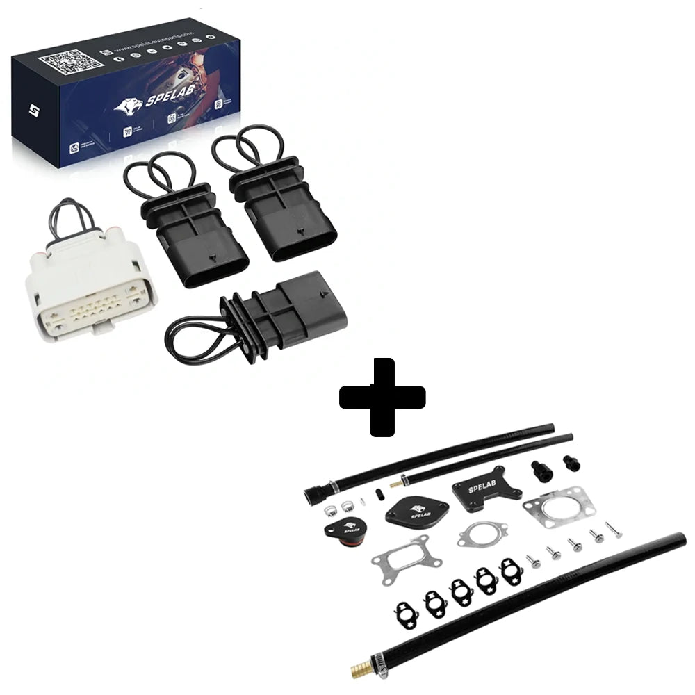Full white connector CAN BUS plug kit with EGR delete, downpipe and DPF delete pipe
