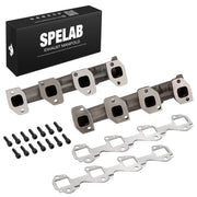 SPELAB exhaust manifold for 2001-2016 GM 6.6L Duramax LB7 LLY LBZ LMM LML 2WD, complete high-flow manifold kit with gaskets and hardware