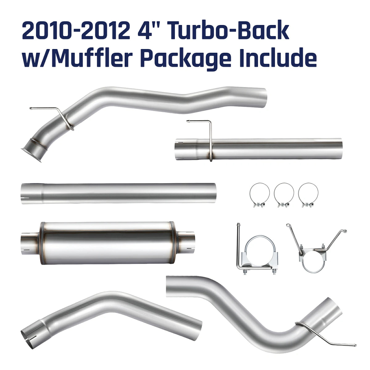 4'' Tb-Back w/Muffler for 2010-2012 Dodge Ram 6.7 Cummins 2500 3500