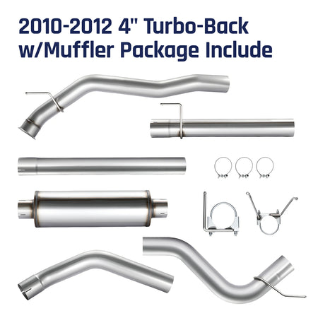 4'' Tb-Back w/Muffler for 2010-2012 Dodge Ram 6.7 Cummins 2500 3500