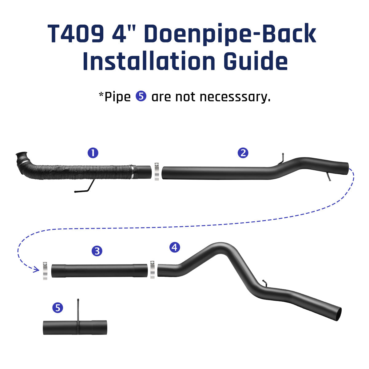 Black 4.0" Downpipe-Back Exhaust for 2007.5-2010 LMM 6.6L Duramax | SPELAB