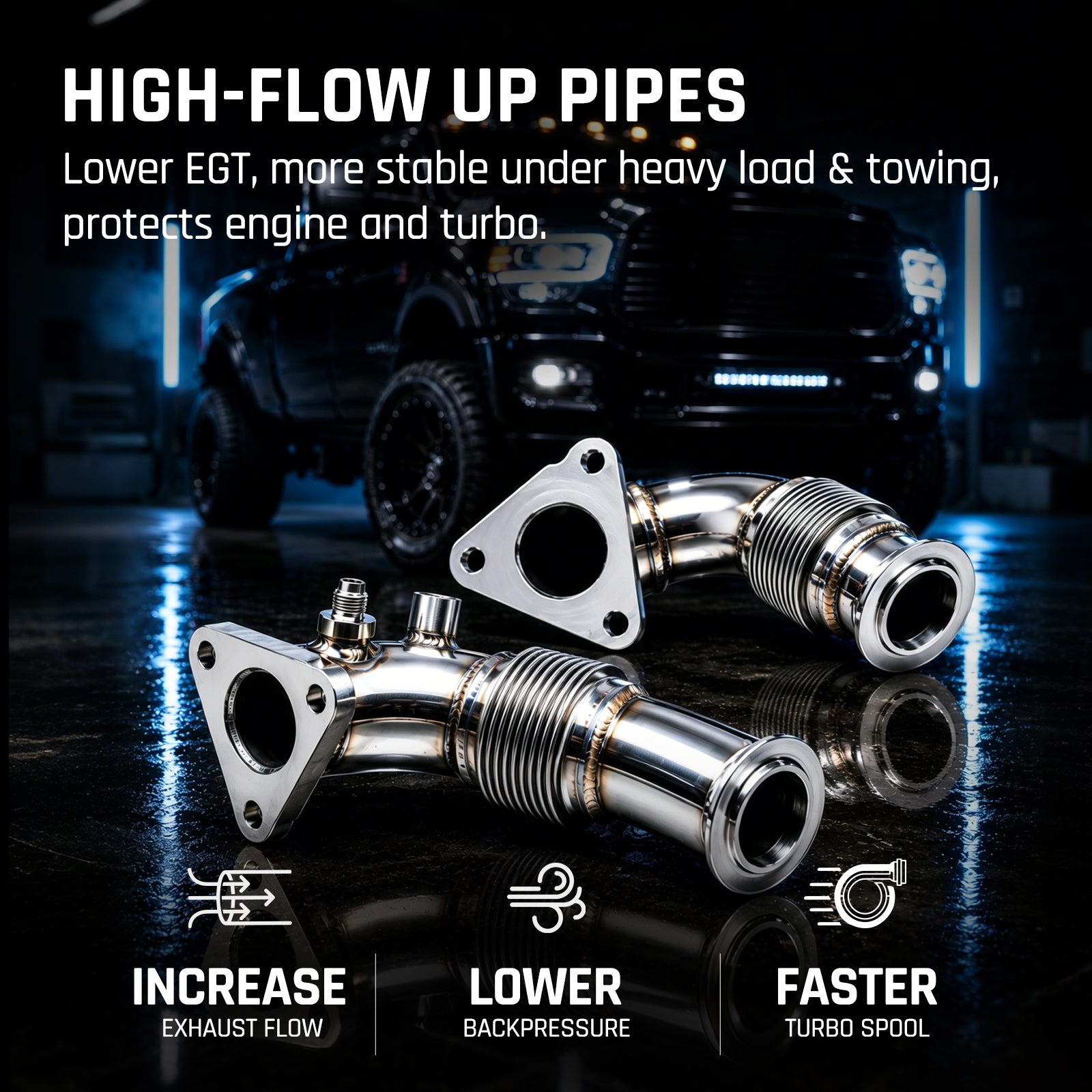 Exhaust Up-Pipe High-Flow for 2020-2025 Ford 6.7 Powerstroke F250 F350 F450 F550
