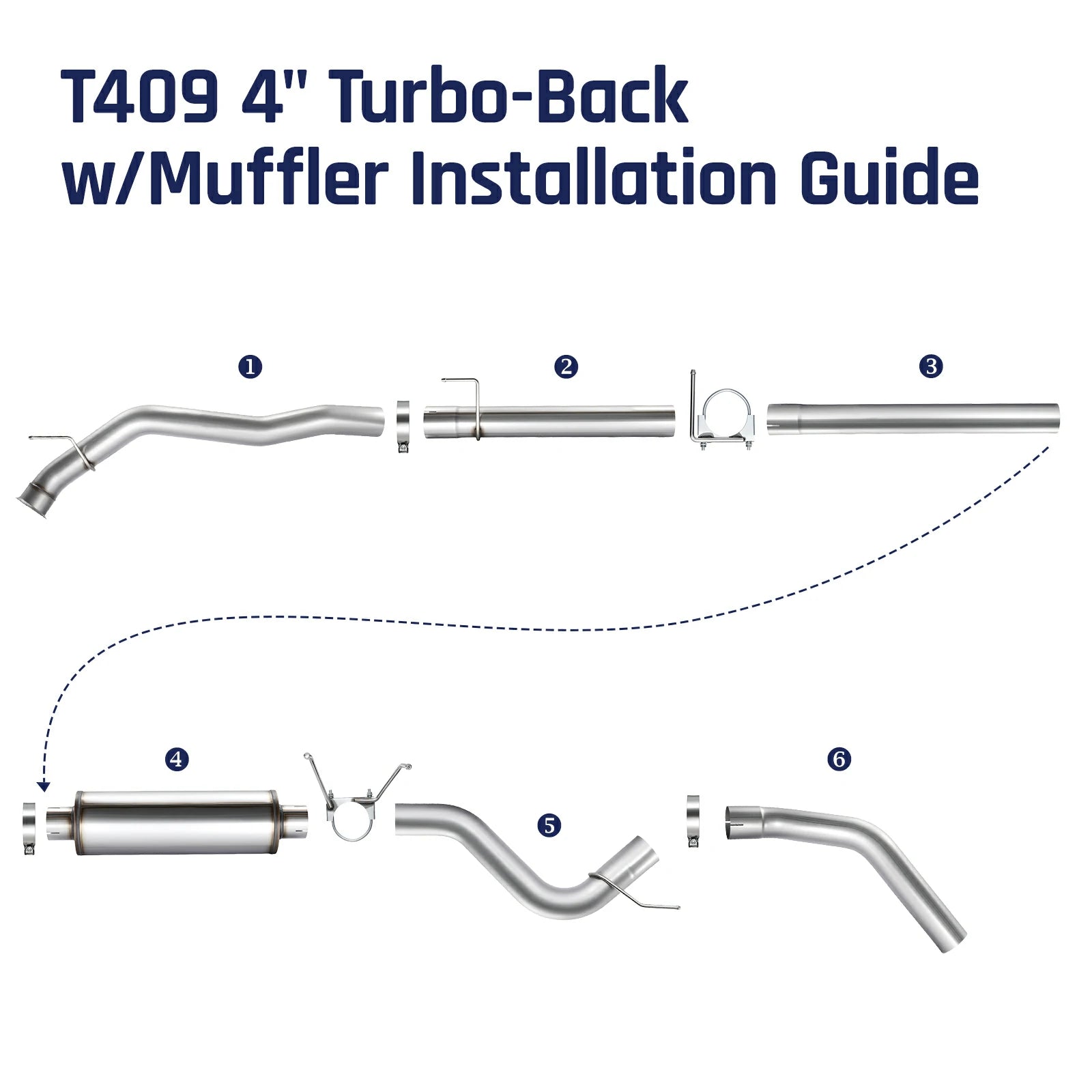 4'' Tb-Back w/Muffler for 2010-2012 Dodge Ram 6.7 Cummins 2500 3500