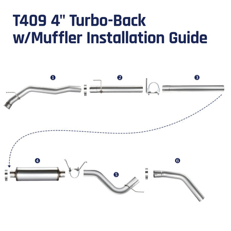 4'' Tb-Back w/Muffler for 2010-2012 Dodge Ram 6.7 Cummins 2500 3500