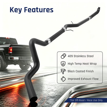 Black 4.0" Downpipe-Back Exhaust for 2007.5-2010 LMM 6.6L Duramax | SPELAB
