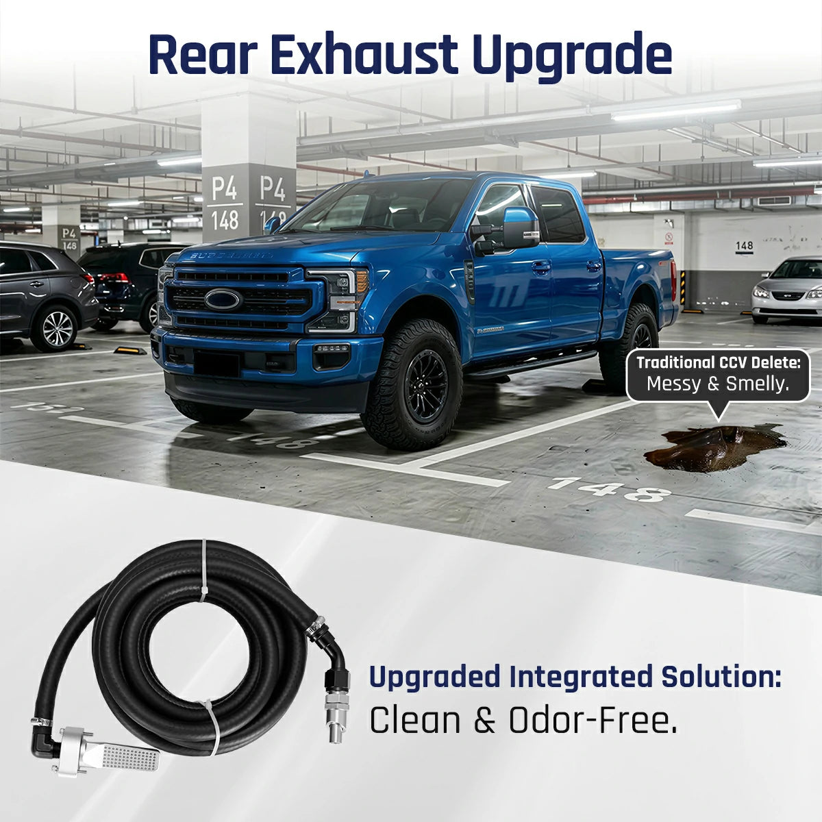 Gen-2 CCV Reroute Kit for 2011-2024 Ford 6.7 Powerstroke Rear-Exit & Integrated Filtered & Odor-Free