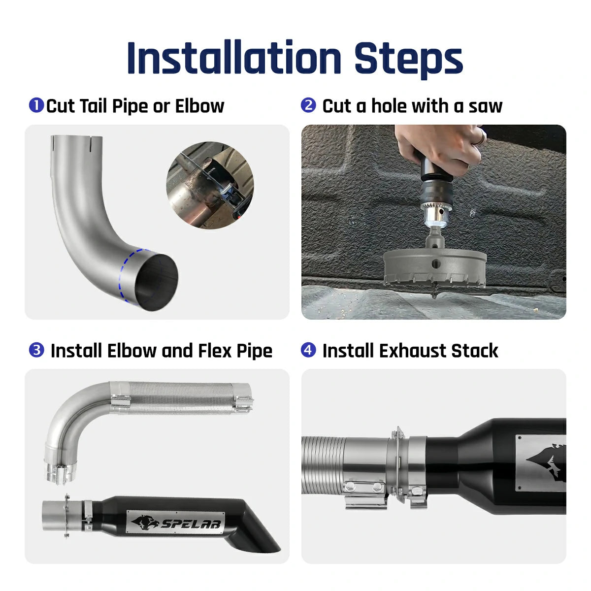  Exhaust Stack Tip w/Install Kit SPELAB