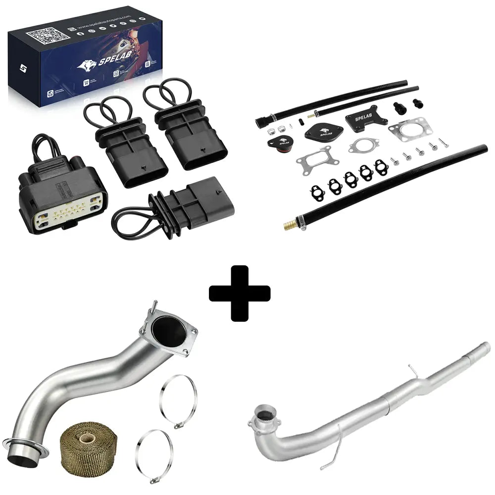 Full bundle with CAN BUS plugs, EGR delete kit, downpipe and DPF delete pipe for L5P Duramax