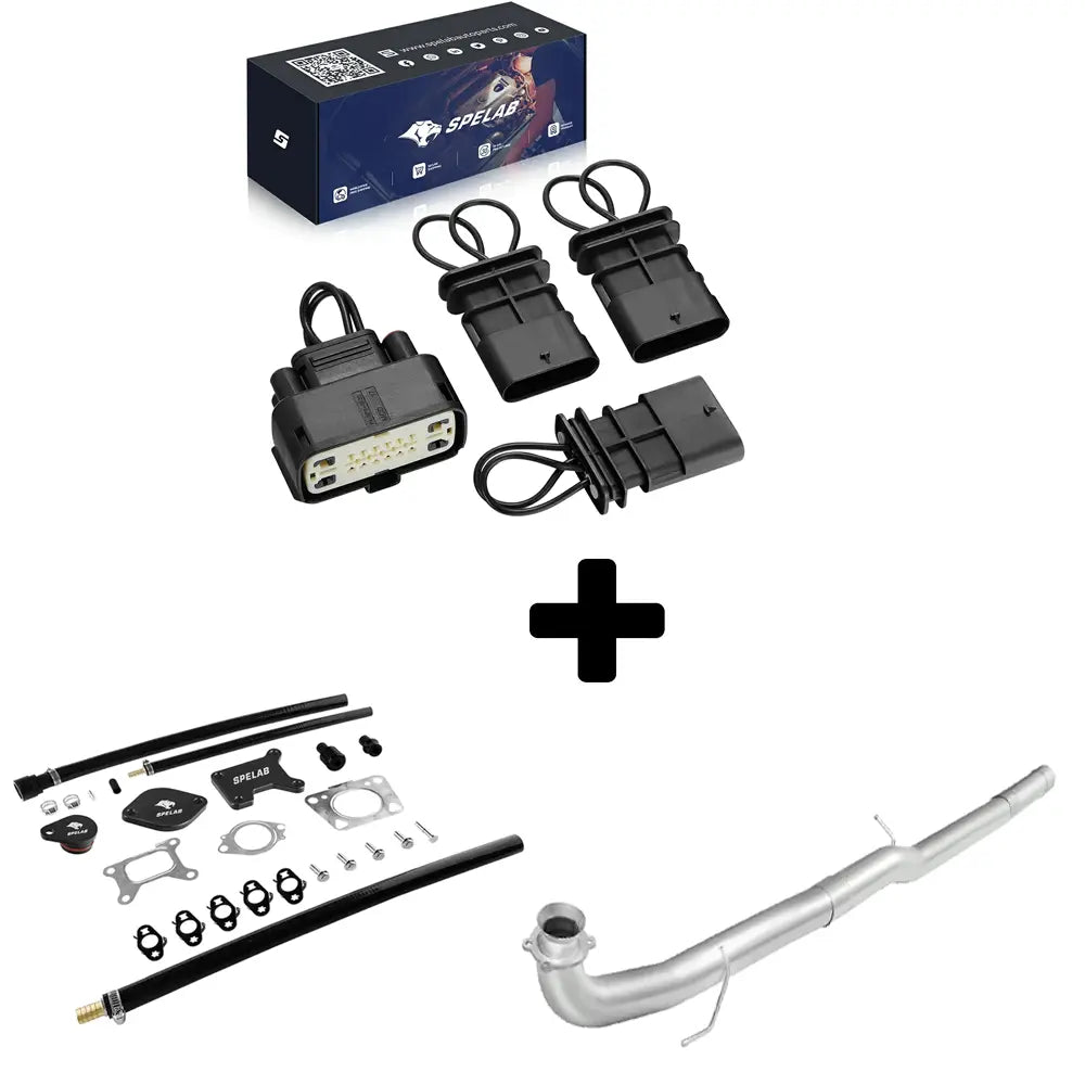 CAN BUS plug kit bundled with downpipe and DPF delete pipe for 2017-2023 L5P Duramax