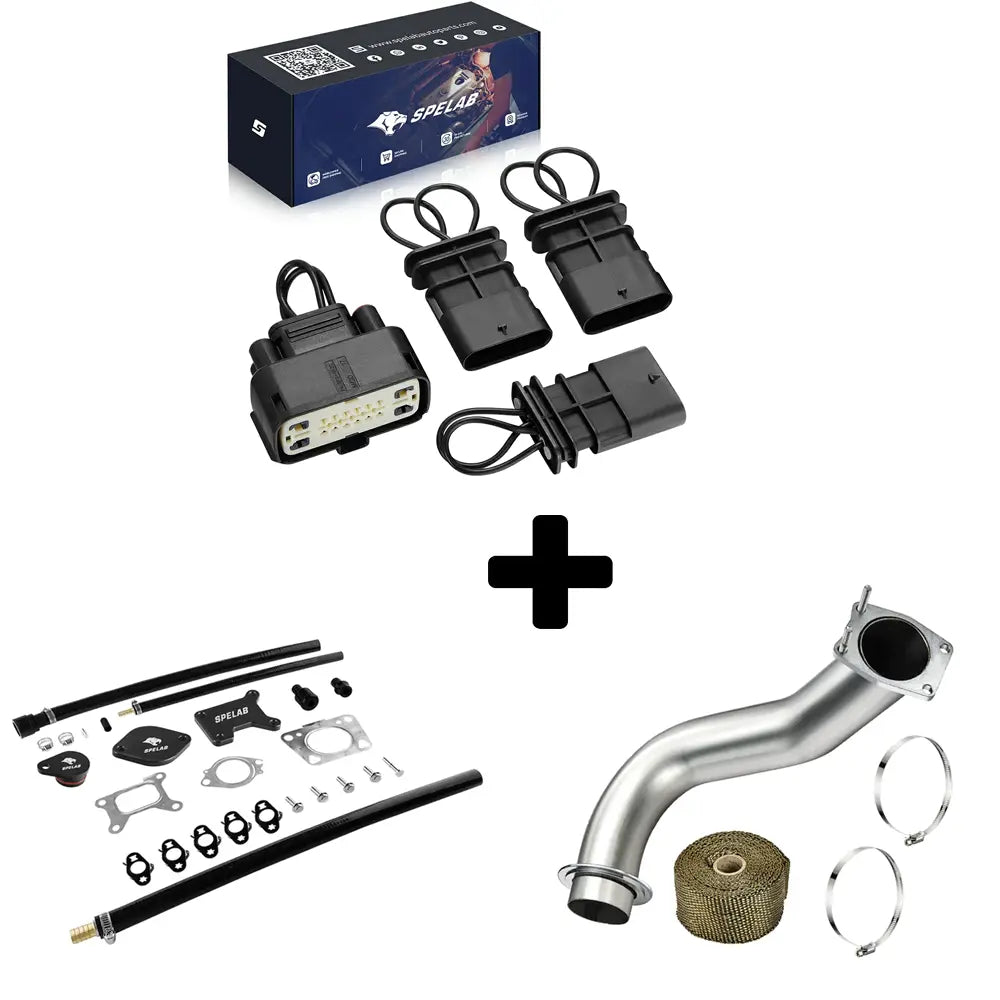 CAN BUS plug kit with downpipe, DPF delete pipe and exhaust heat wrap bundle