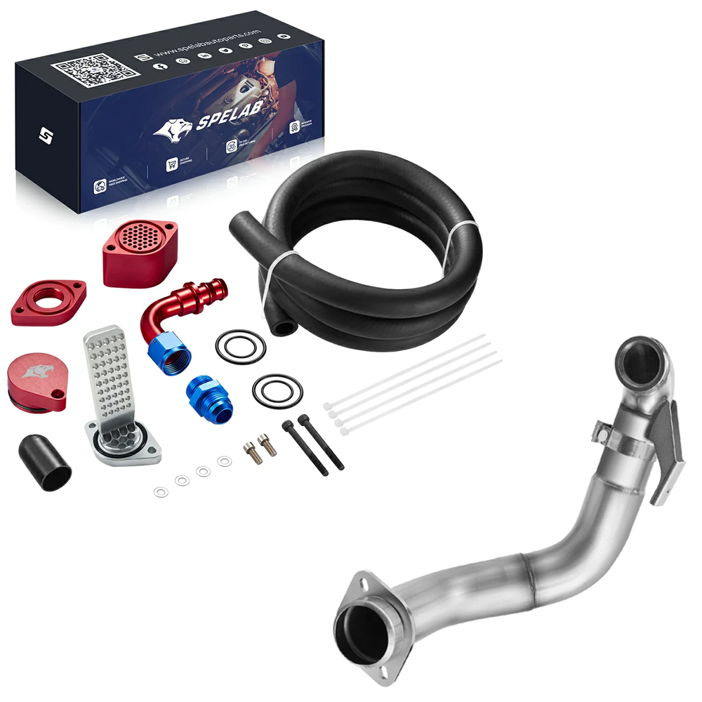 4" Turbo Downpipe Exhaust For 2015-2019 Ford 6.7L Powerstroke F250 F350 F450 F550 | SPELAB