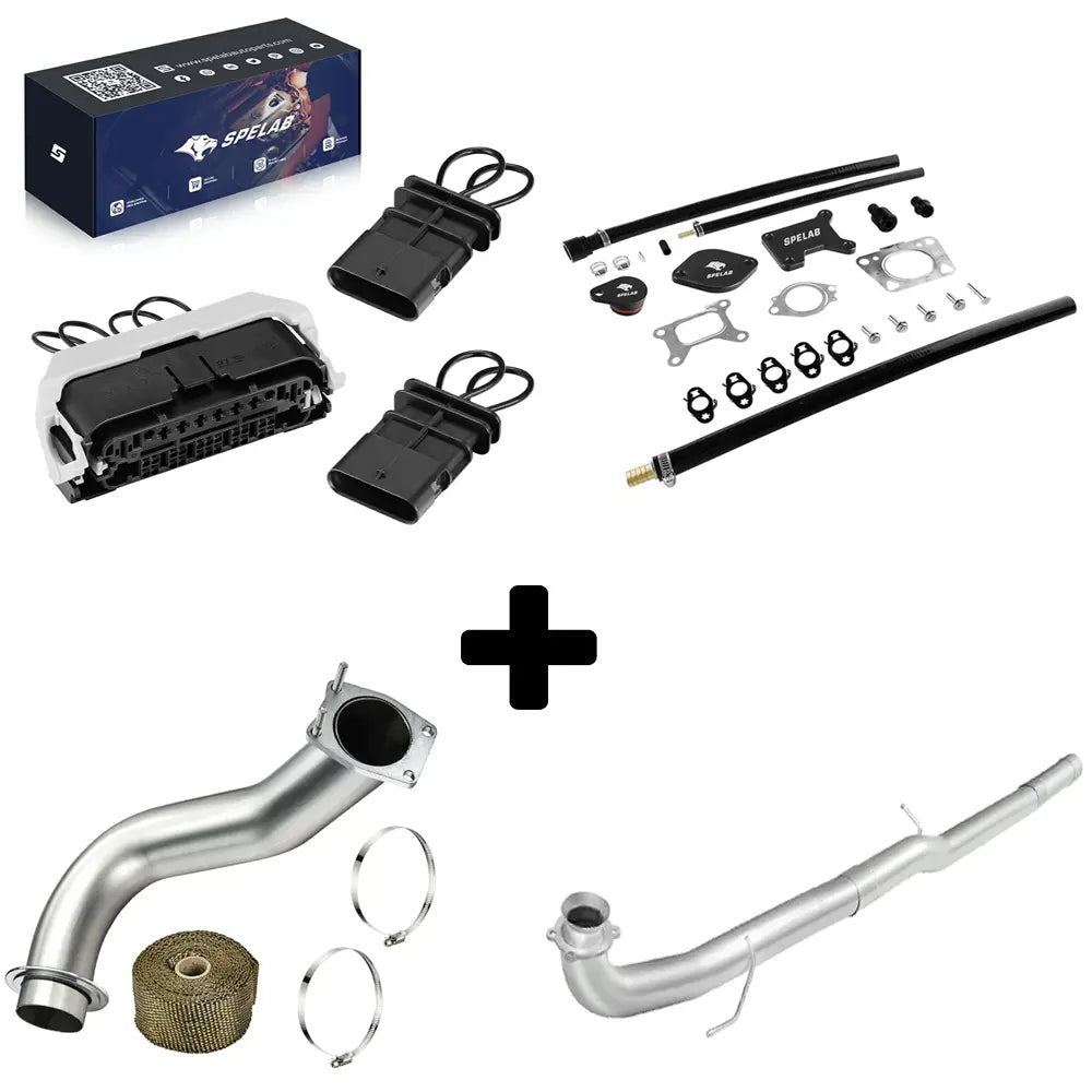 Complete L5P Duramax bundle with CAN BUS plugs, EGR delete, downpipe and DPF delete pipe