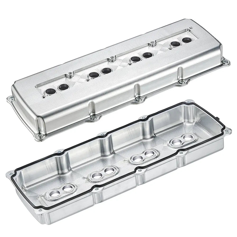 SPELAB Billet Aluminum Engine Valve Covers 05-19 Dodge Hemi 5.7L 6.1L 6.4L Silver Finish-5