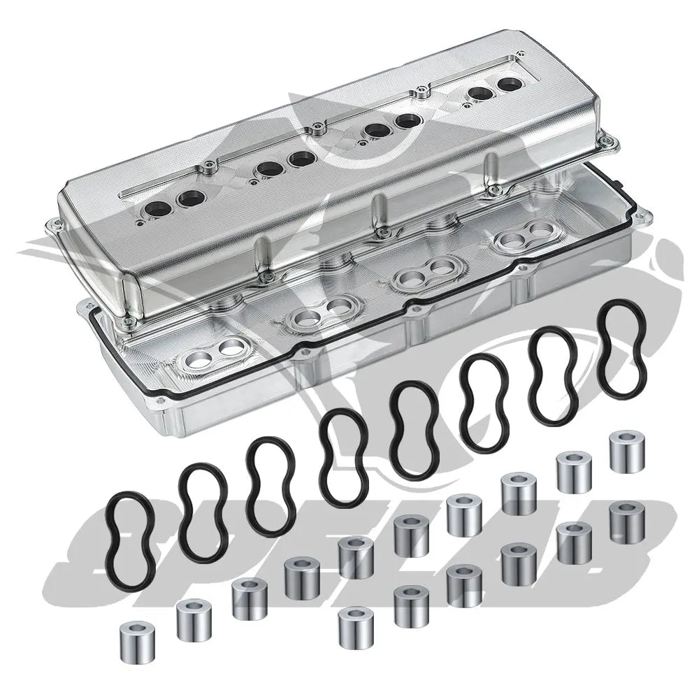 SPELAB Billet Aluminum Engine Valve Covers 05-19 Dodge Hemi 5.7L 6.1L 6.4L Silver Finish-4