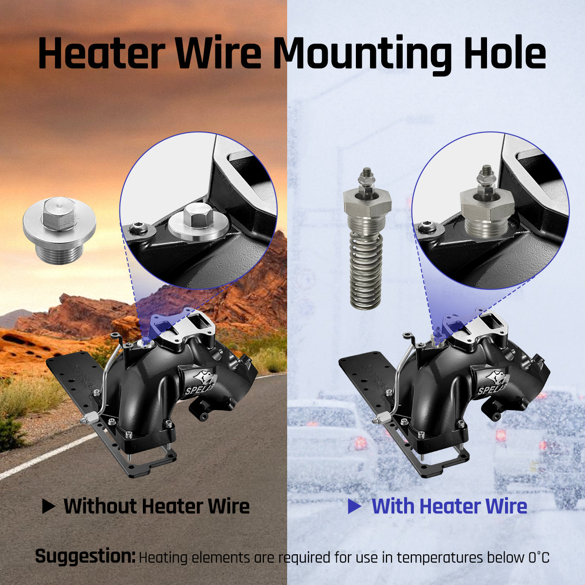 Intake Horn/Manifold Grid Heater for 6.7 Cummins 2007-2024 Dodge Ram 2500/3500 | SPELAB