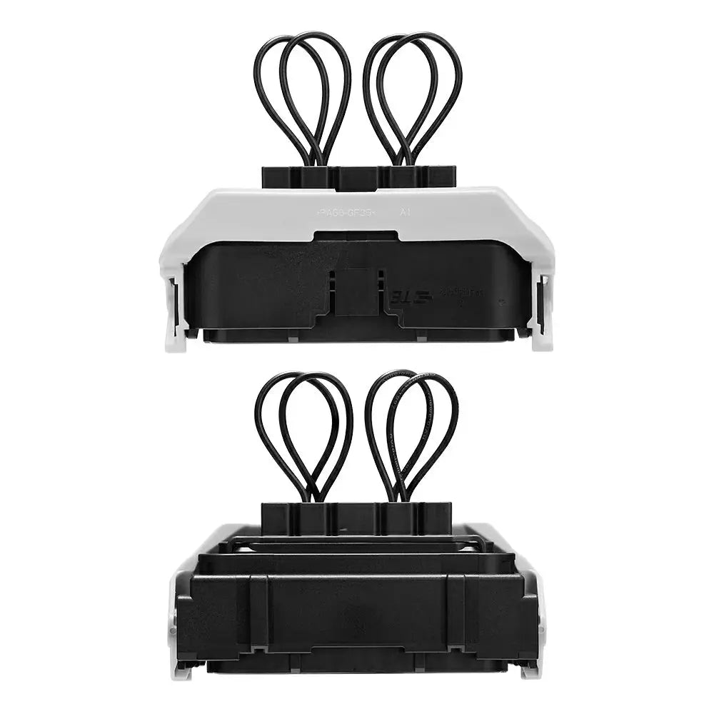 Top and bottom views of CAN BUS bypass connector with wire loops
