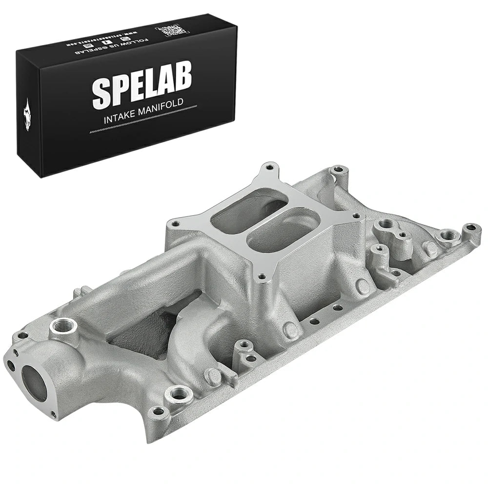 Ford Small Block Carbureted Polished Dual Plane Air Gap Intake Manifold (Aluminum)--4026S| SPELAB