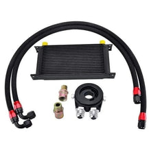 Load image into Gallery viewer, SPELAB Universal 19 Row AN10 Engine Oil Cooler Nylon Braided Oil Hose Line Oil Adapter Filter Cooler Plate Kit Black-1