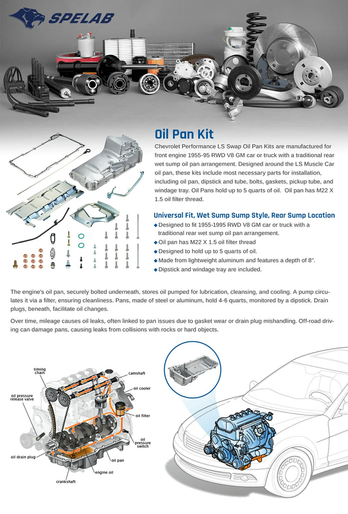 Fit 1955-1995 RWD V8 GM car or truck,LS Swap Muscle Car Oil Pan|SPELAB