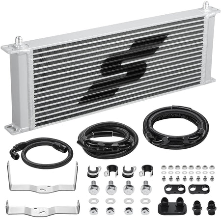 SPELAB Transmission Cooler Kit for 2011-2016 Ford 6.7L Powerstroke with hoses and hardware.