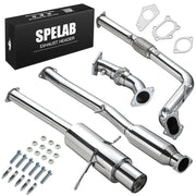 SPELAB 3 inch catback exhaust with downpipe, up-pipe, mid-pipe, rear muffler and 4.5 inch tip for 2002-2007 Subaru Impreza WRX STI GD EJ205, with gaskets and hardware