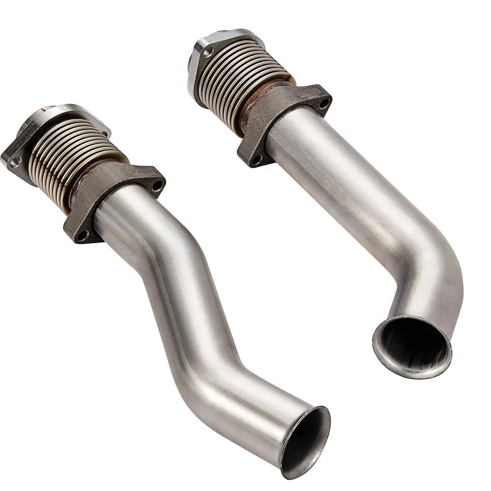 Pair of stainless bellowed up-pipes with welded flanges for 1999.5-2003 Ford 7.3 Powerstroke diesel