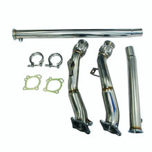Load image into Gallery viewer, Catless Downpipe Exhaust for 2000-2002 K04/RS6 Fits Audi S4 B5 A6/Allroad C5 2.7L BiTurbo 3&quot;-2.5&quot; Flashark