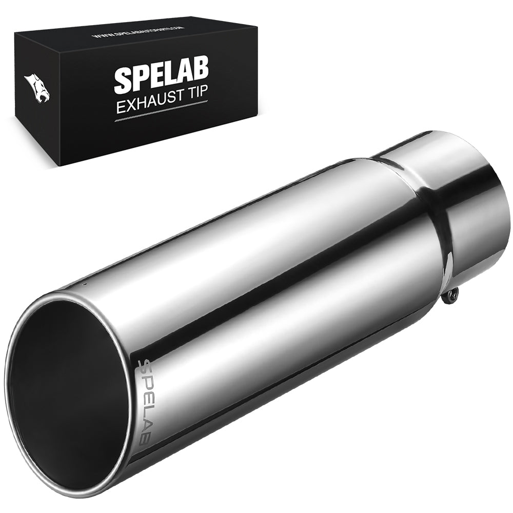 Exhaust Tip 4" In, 5"/6"/7" Out, 12"/18" Length T304 | SPELAB
