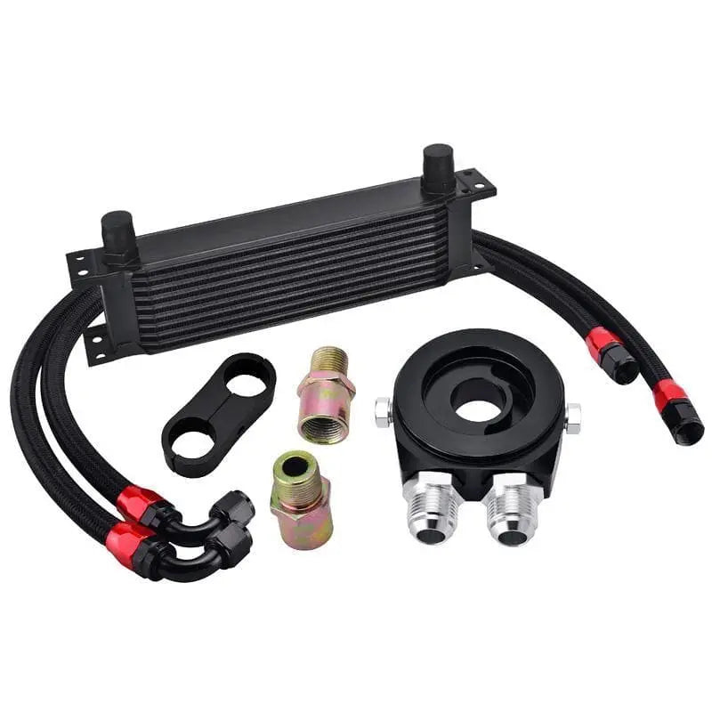 SPELAB 10 Row AN10 Oil Cooler Kit Universal Engine Stacked Plate Cooler Black-SPELAB