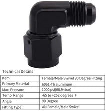 Load image into Gallery viewer, SPELAB 10AN Female to 10AN Male Flare 90 Degree Swivel Hose Fitting Adapter Aluminium Anodized Black-SPELAB