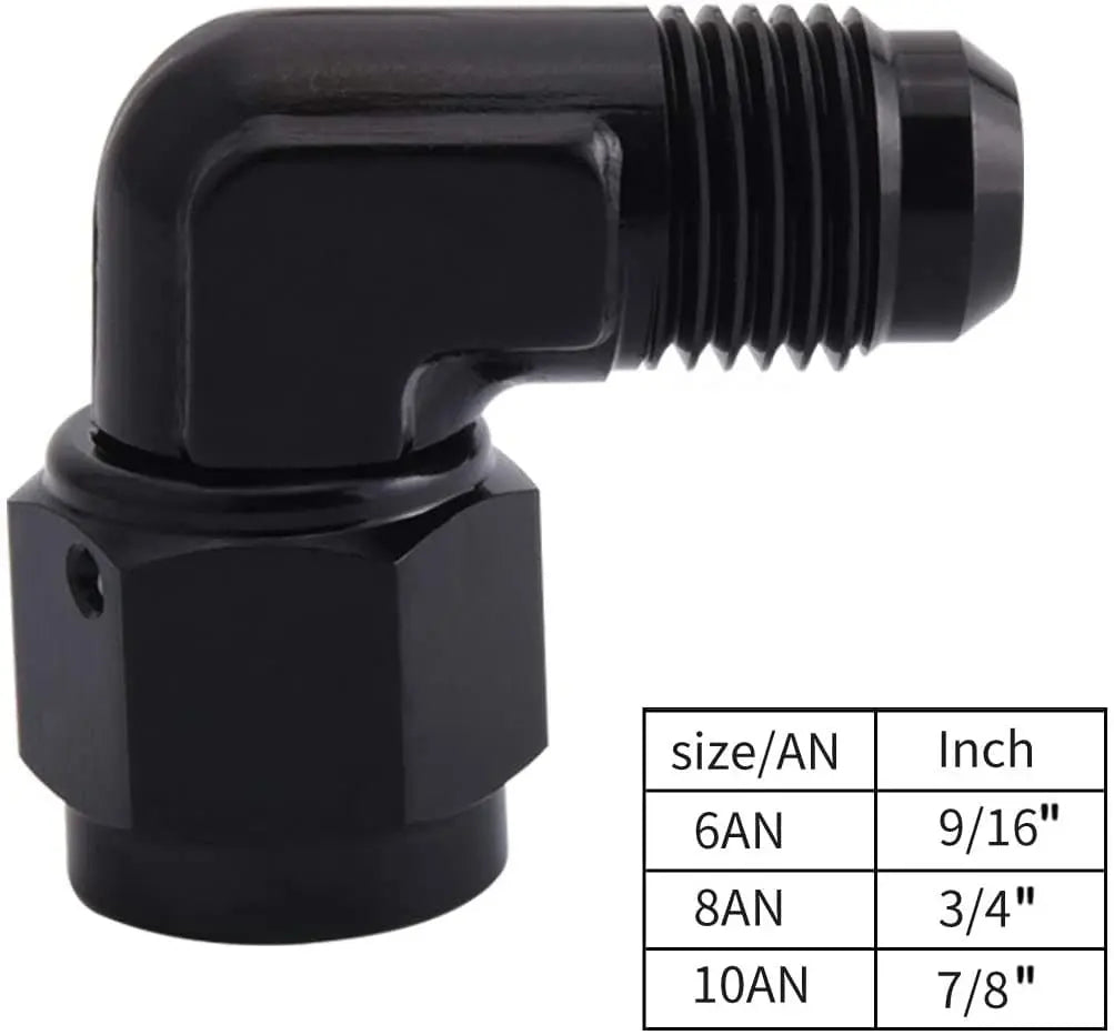SPELAB 10AN Female to 10AN Male Flare 90 Degree Swivel Hose Fitting Adapter Aluminium Anodized Black-SPELAB