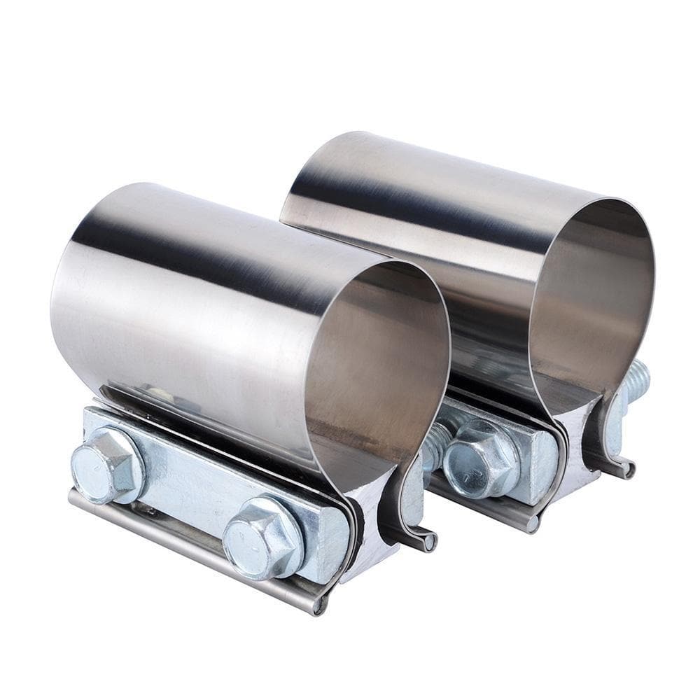 SPELAB 2 Packs Butt Joint Band Clamp Exhaust Sleeve Stainless Steel Fits 2''/2.25''/2.5''/3"/4'' OD Pipe