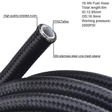 Load image into Gallery viewer, SPELAB 20Ft AN6 /AN8/AN10 PTFE E85 Oil Gas Fuel Line Stainless Steel Braided +Hose Fitting Kit Black-SPELAB