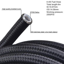 Load image into Gallery viewer, SPELAB 20Ft AN6 /AN8/AN10 PTFE E85 Oil Gas Fuel Line Stainless Steel Braided +Hose Fitting Kit Black-SPELAB