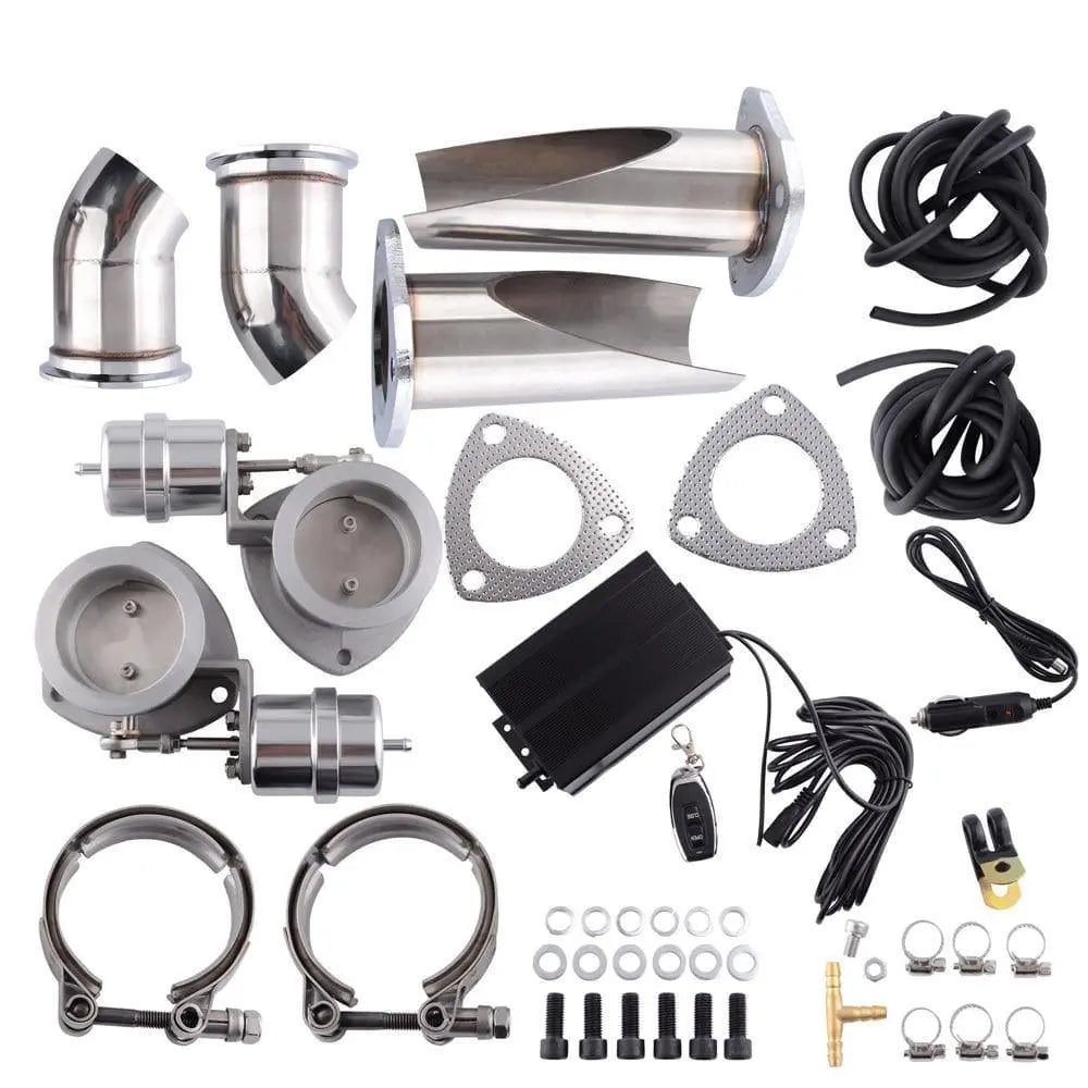 SPELAB 3 Inch Stainless Steel Dual Exhaust Cutout Be-Cut Pipe Kit-SPELAB