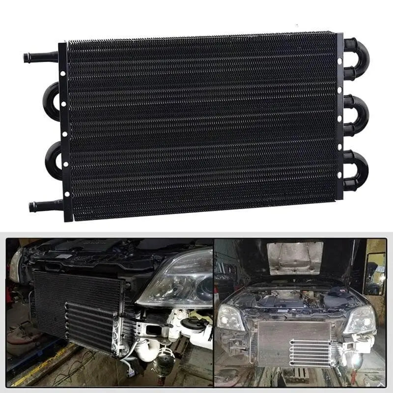 SPELAB 6 Row Universal Aluminum Radiating Engine Transmission Oil Cooler Radiator Converter Kit-SPELAB