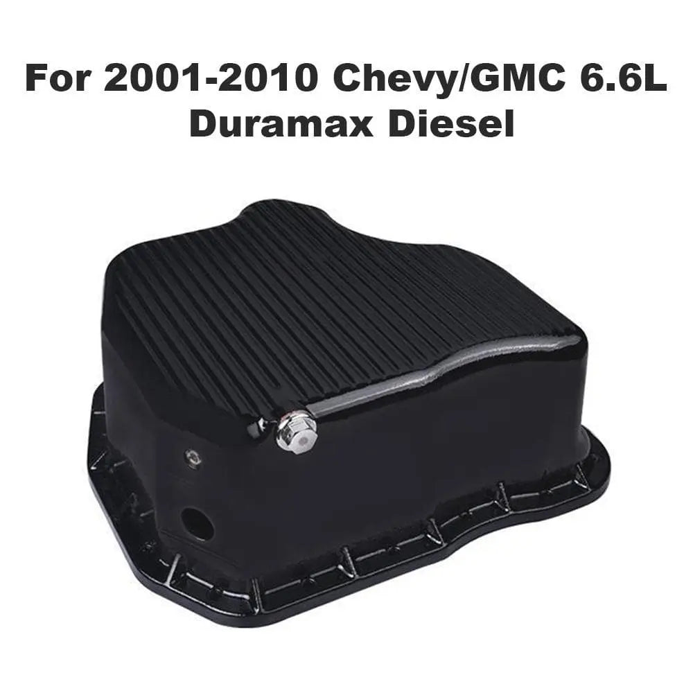 SPELAB Aluminum Deep Engine Oil Pan (Black) Compatible with 2001-2010 Chevy/GMC 6.6L Duramax Diesel-SPELAB