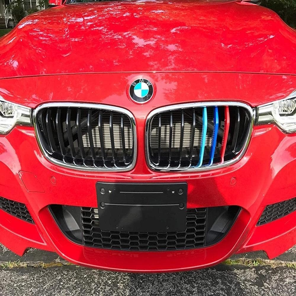 SPELAB Exact Fit M-Colored Grille Insert Trims Compatible With BMW F30 F31 3 Series 320i 328i 330i 335i 340i M-Performance SPELAB Black Kidney Grilles (8 Beams)-SPELAB