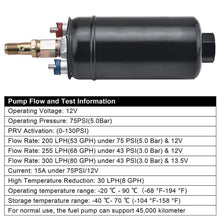 Load image into Gallery viewer, SPELAB External Fuel Pump 300LPH High Flow 12V 145psi Universal Fit for AN10 Inlet / AN6 Outlet