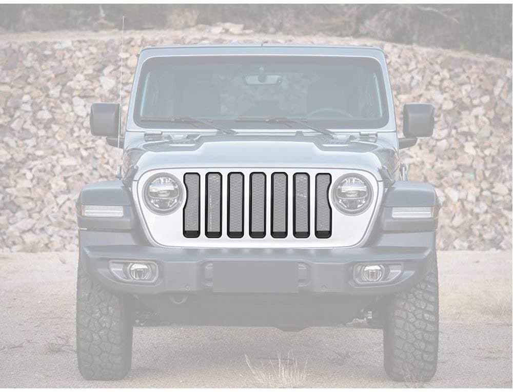 SPELAB Front Grill Inserts & Headlight Cover Kit for 2018-2021 Jeep Wrangler JL & Unlimited-SPELAB