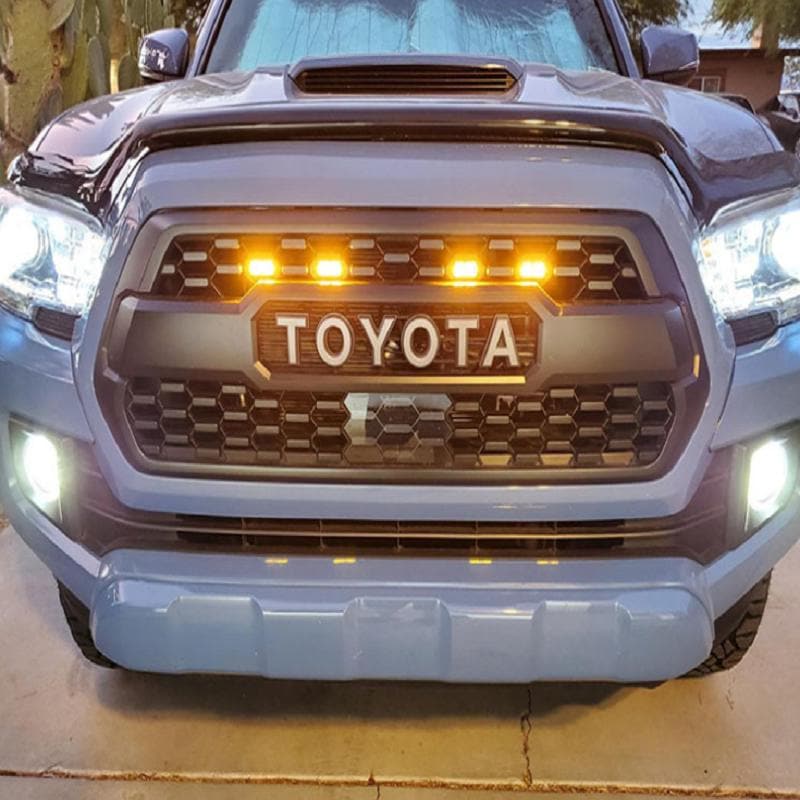 SPELAB Grill LED Lights 4 PCS with Harness & Fuse Upgrade for 2016-2019 Aftermarket Toyota Tacoma TRD PRO Grille-SPELAB