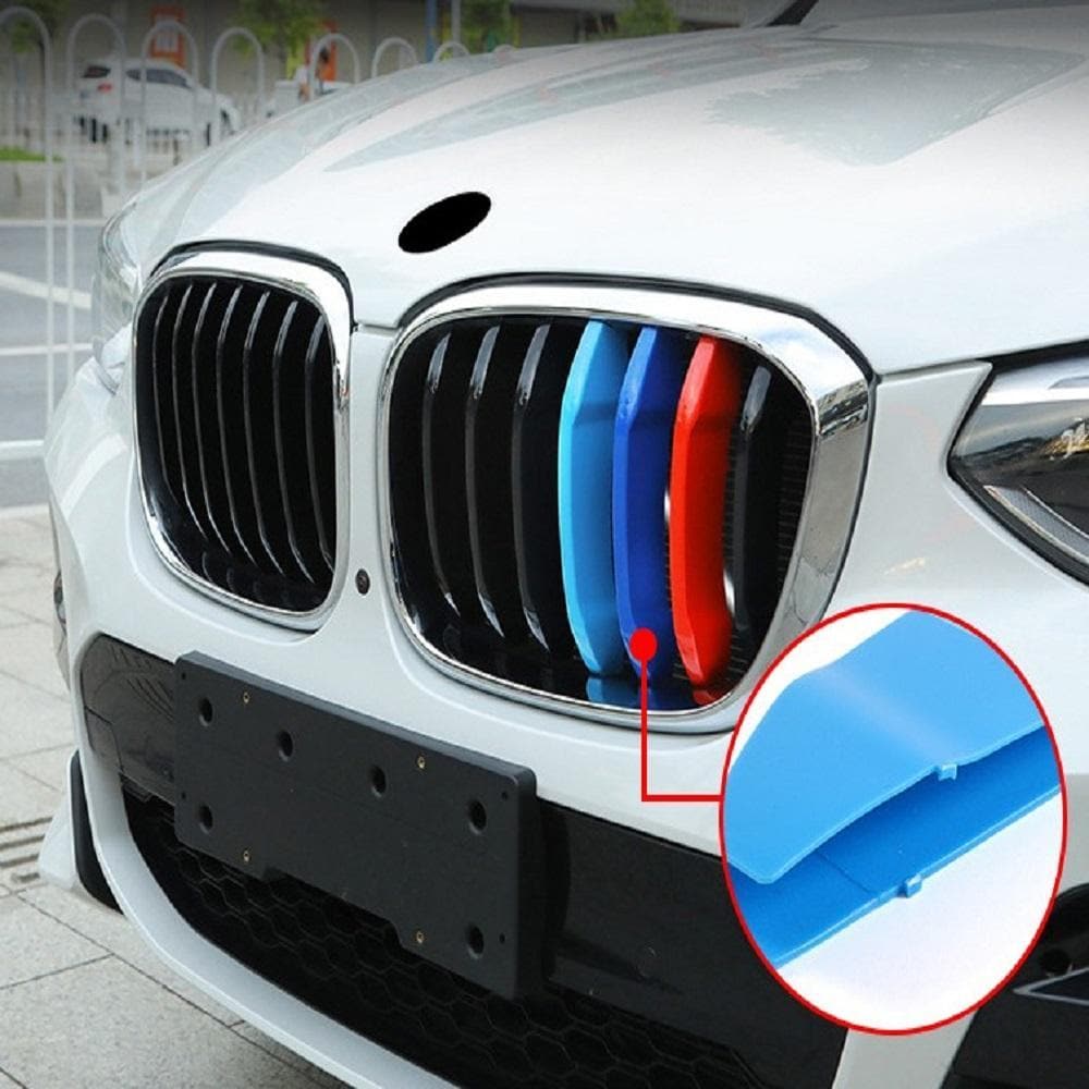 SPELAB M-Colored Stripe Grille Insert Trims Compatible with BMW 11-20 X3 X4 Standard Kidney Grille-SPELAB